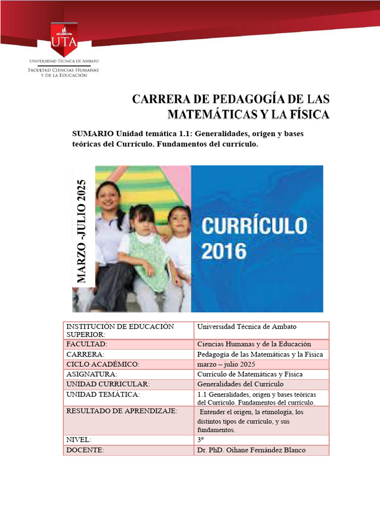 Fundamentos del Currículo Educativo | PDF | Plan de estudios | Aprendizaje