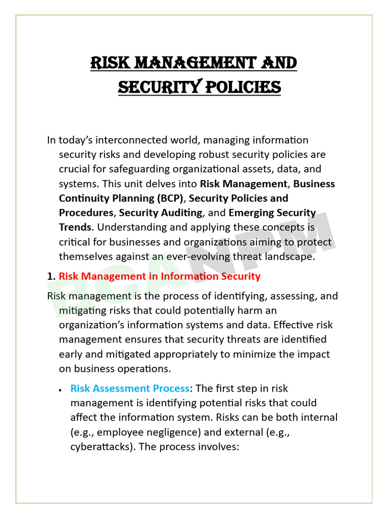 5-Risk Management and Security Policies | PDF | Security | Computer ...