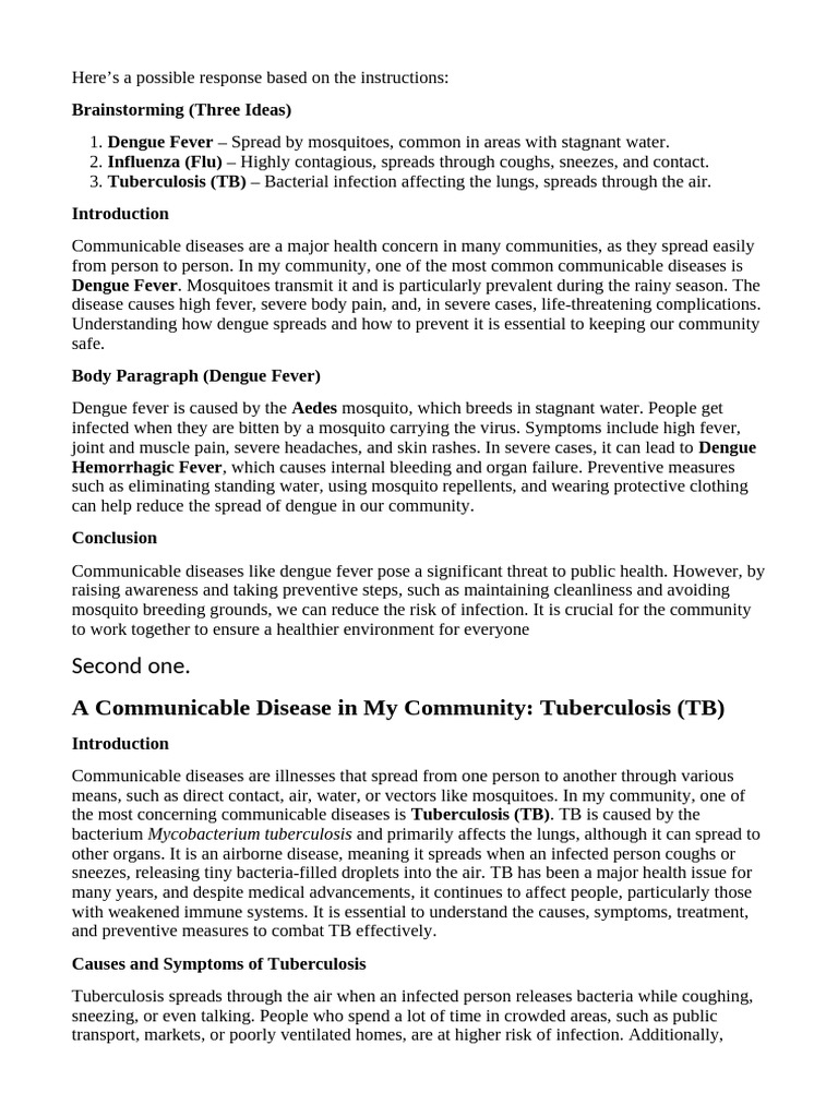 Communicable Diseases: Dengue, TB, Flu | PDF | Influenza | Tuberculosis