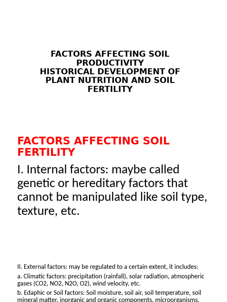 Soil Productivity Influencing Factors | PDF | Soil | Agriculture