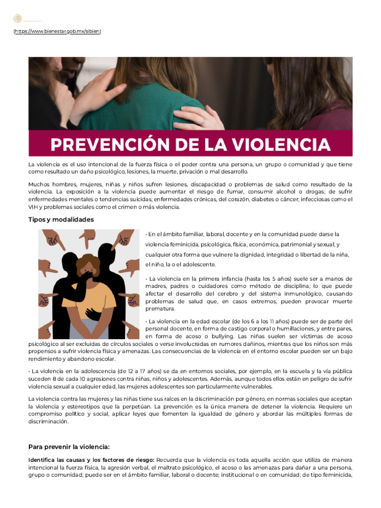 Prevención de la Violencia en Niños y Mujeres | PDF | Violencia | Abuso ...