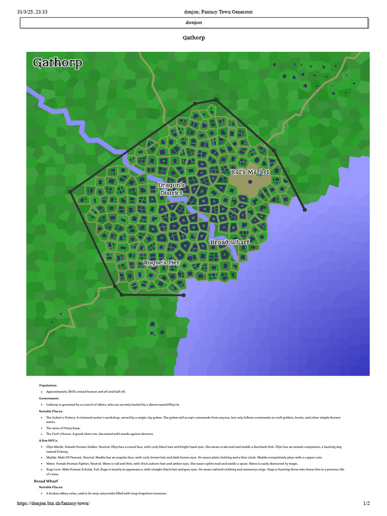 Donjon Fantasy Town Generator 2 | PDF