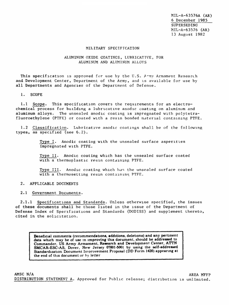 MIL-A-63576A Specification Overview | PDF