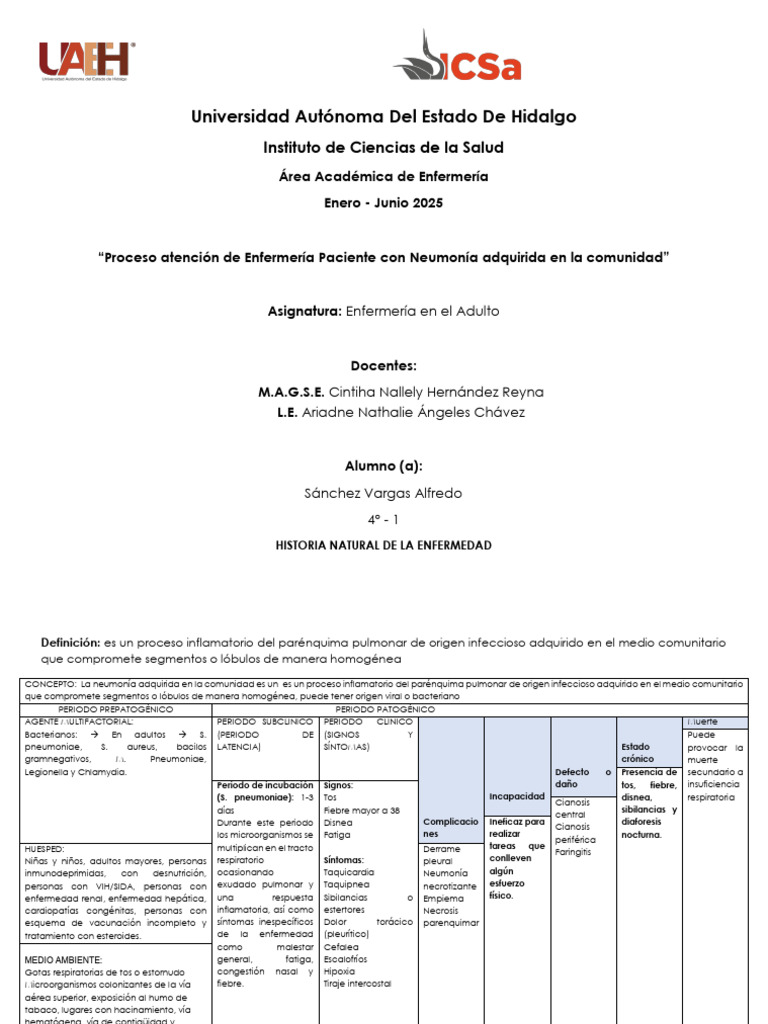 Atención de Enfermería en Neumonía | PDF | Neumonía | Enfermedades y ...