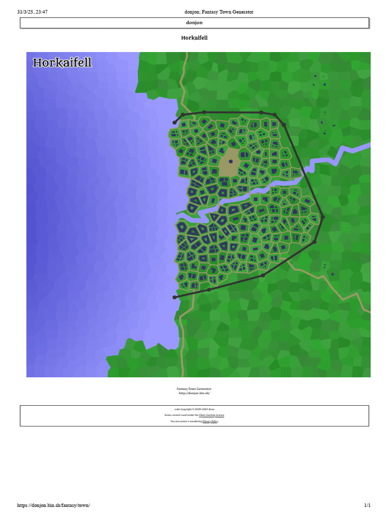 Fantasy Town Generator by Donjon | PDF