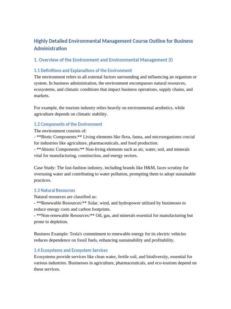 Business Administration Environmental Management | PDF | Ecosystem ...