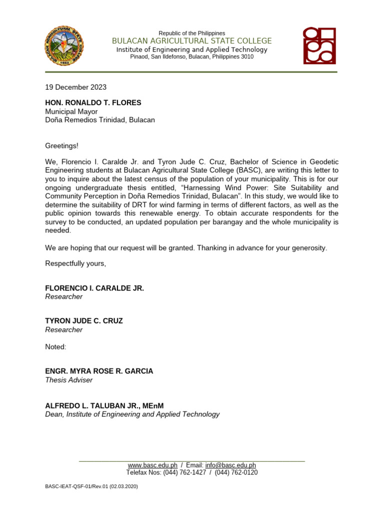 Request for Bulacan Population Data | PDF