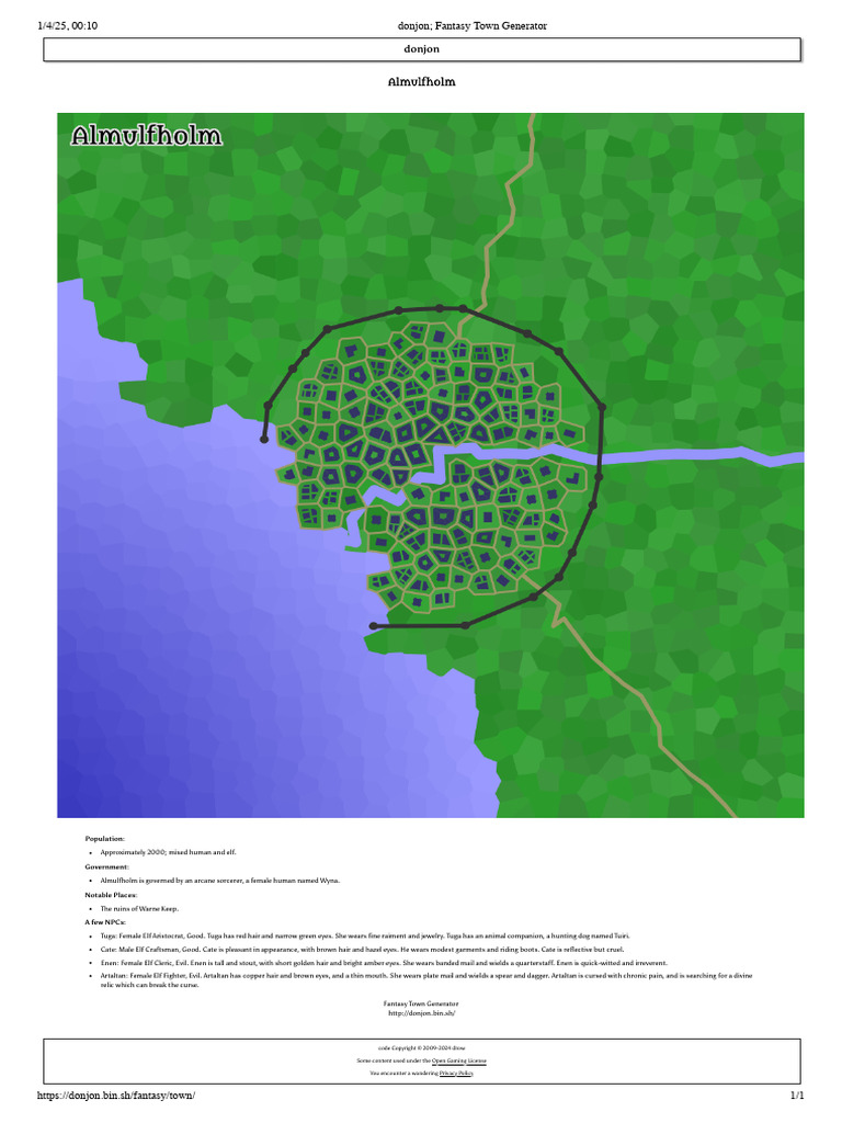 Donjon Fantasy Town Generator 2 | PDF