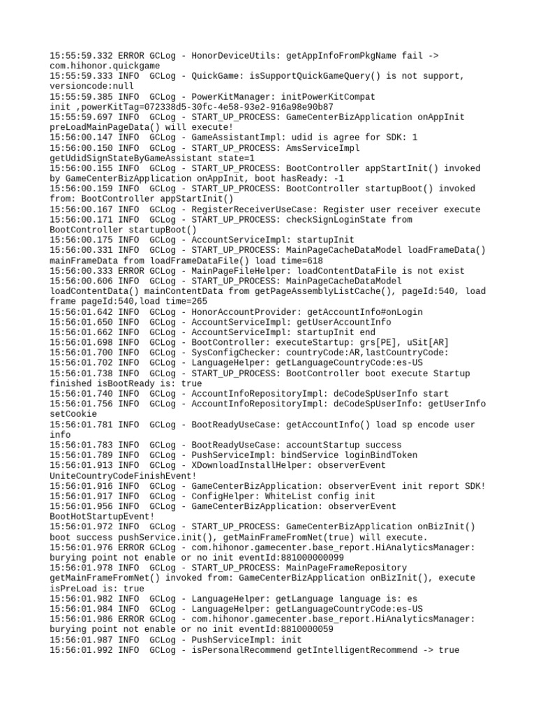 Honor Device GCLog Error Report | PDF | Internet Protocols | Internet