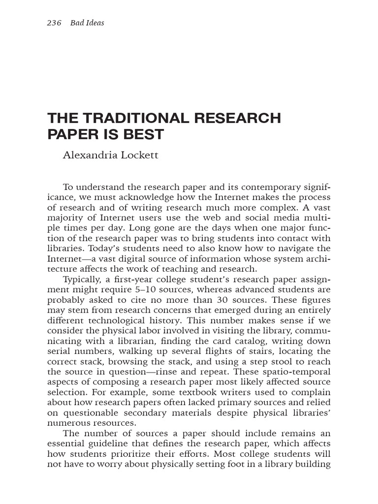 BIAW - The Traditional Research Paper | PDF | Wikipedia | Internet