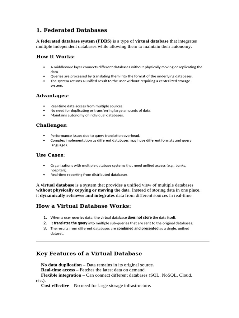 Federated Database Integration Overview | PDF | Databases | Data Warehouse