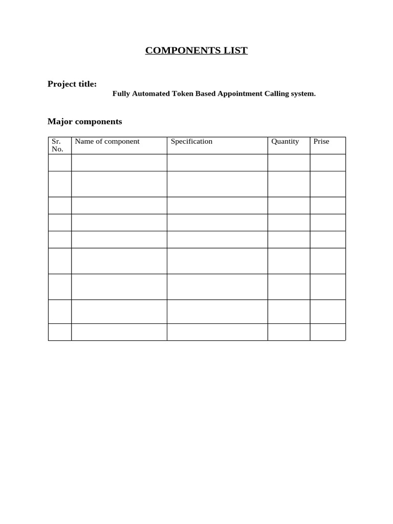 Components List CPP | PDF