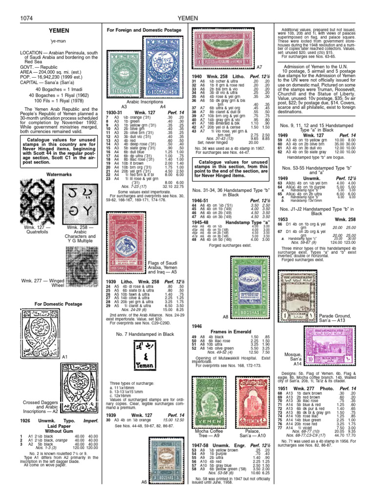 Yemen Postage Stamps Overview | PDF | Philately | Postage Stamp