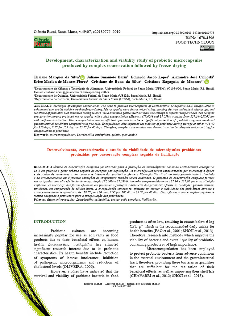 Da Silva Et Al 2020 Development Characterization and Viability Study of ...