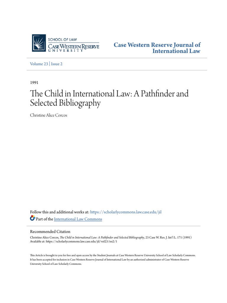 The Child in International Law - A Pathfinder and Selected Bibliog ...