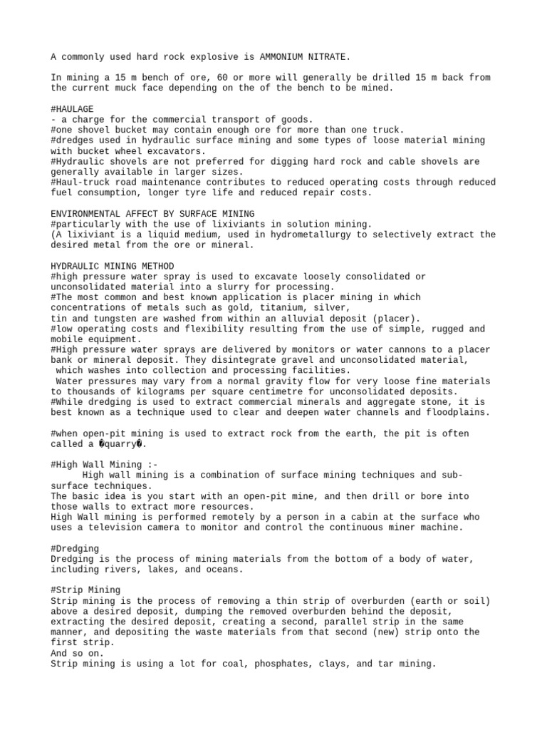 Overview of Mining Techniques | PDF | Mining | Surface Mining