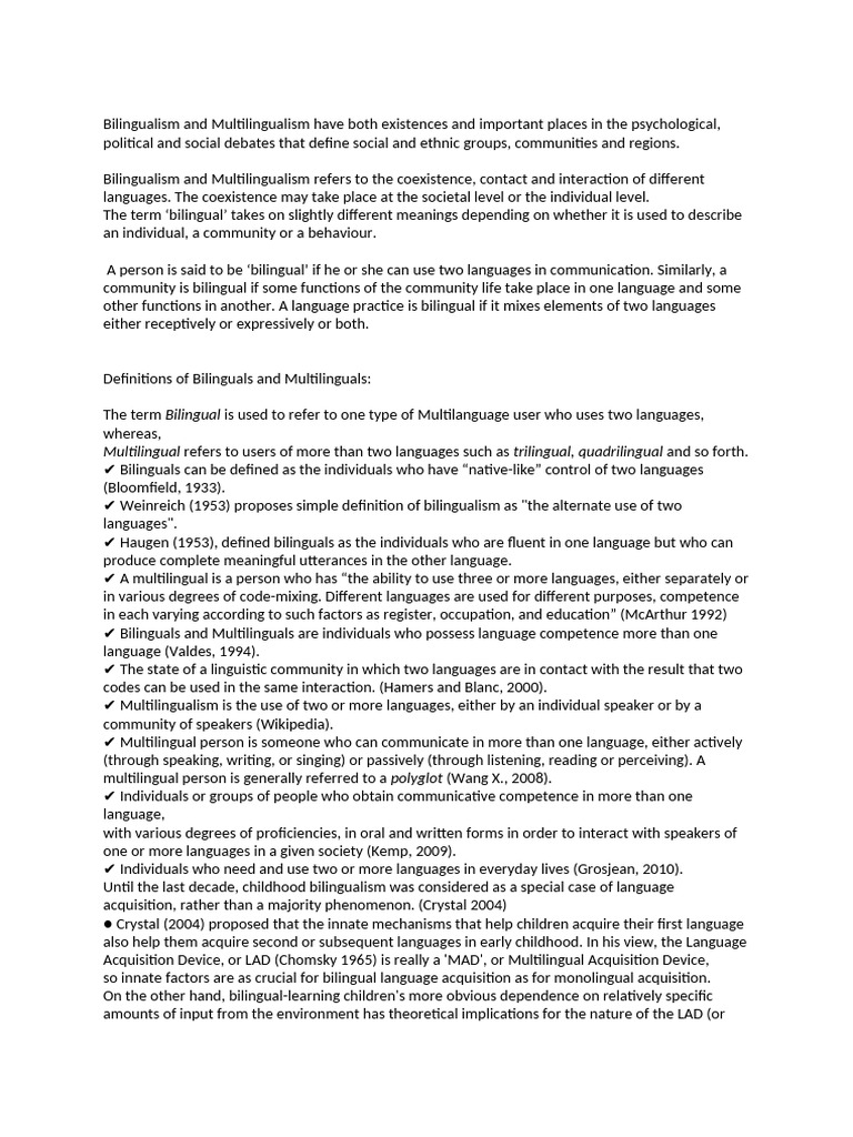 Understanding Bilingualism and Multilingualism | PDF | Second Language ...