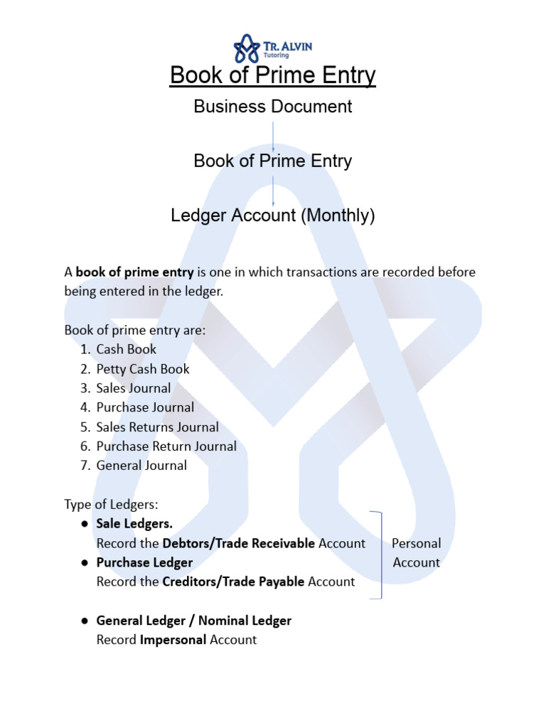 Overview of Prime Entry Books | PDF | Debits And Credits | Accounting