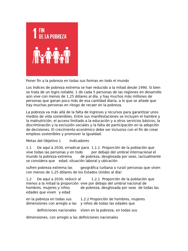 Poner fin a la pobreza en todas sus formas en todo el mundo | PDF ...