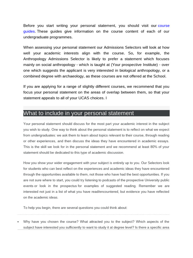 Personal Statement Writing Tips | PDF | Thought | Experience