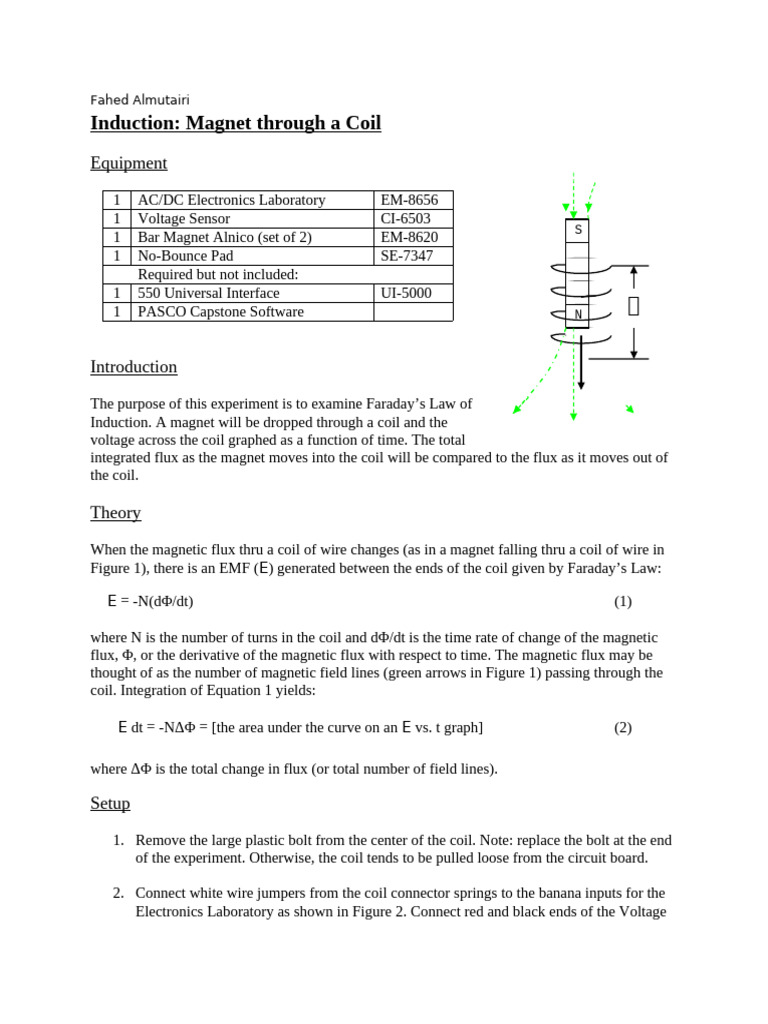 Magnet Induction Experiment Analysis | PDF | Electromagnetic Induction ...