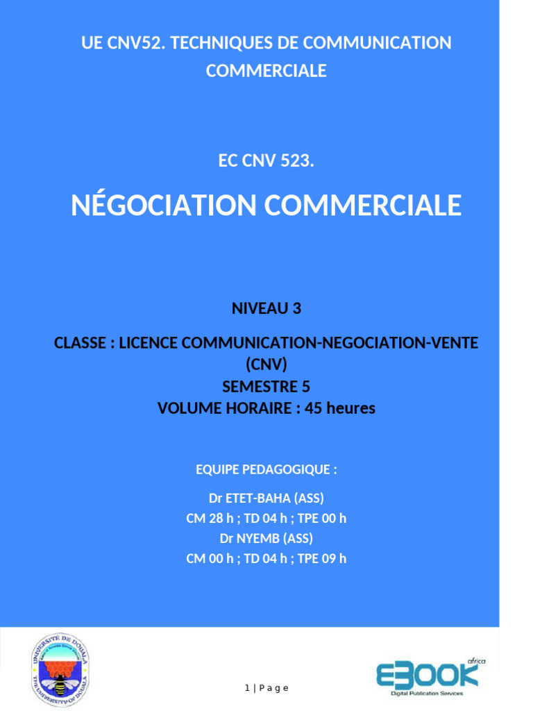 Techniques de Négociation Commerciale | PDF | Négociation | la ...