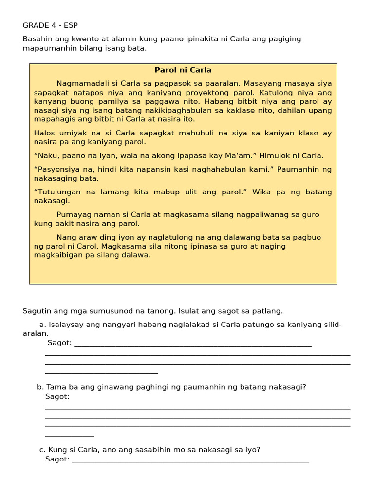 Quarter 3 Week 3 Esp | PDF
