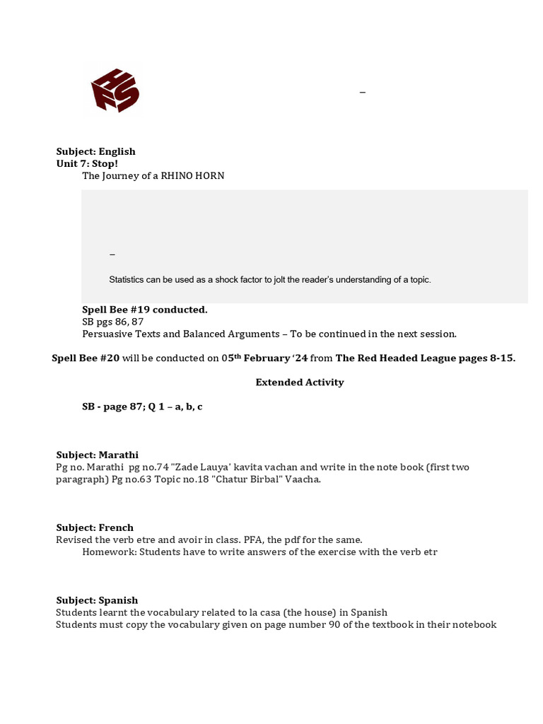 Daily Log 5B 29th January 2024 | PDF