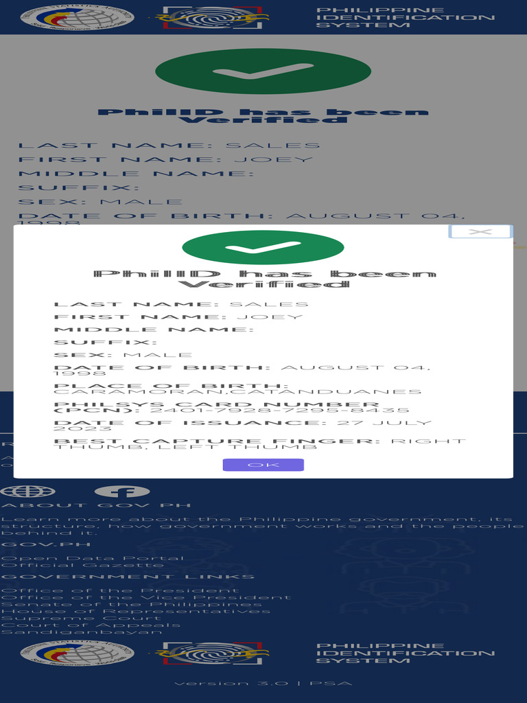 PhilSys ID Verification Details | PDF