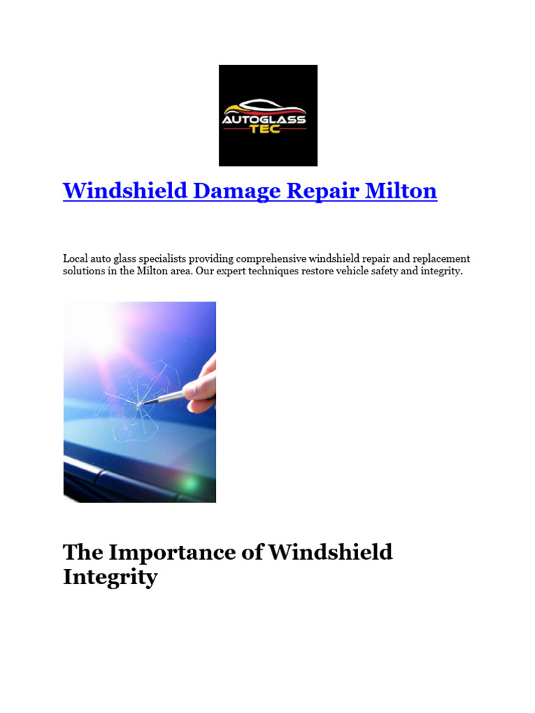 Windshield Damage Repair Milton | PDF