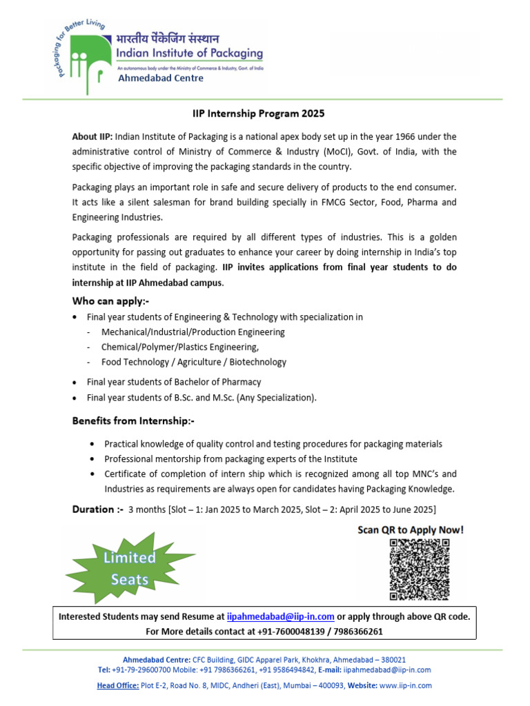 IIP Internship Program 2025 Details | PDF