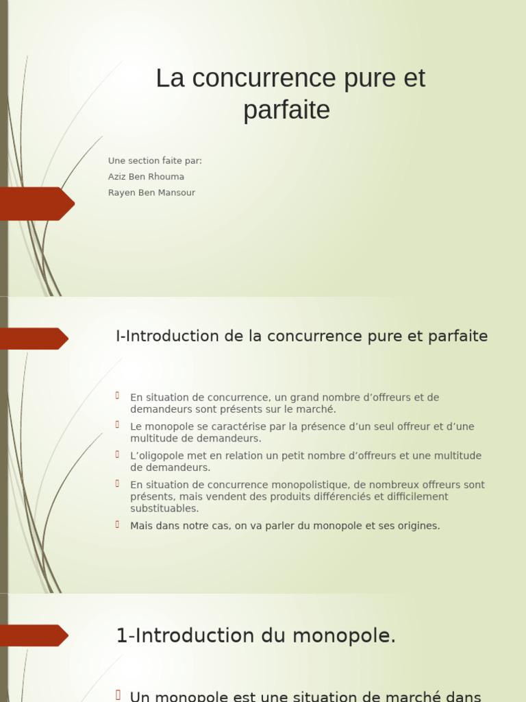 Types de monopole et concurrence parfaite | PDF