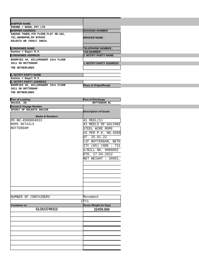 Manual Bl Format-msc | PDF