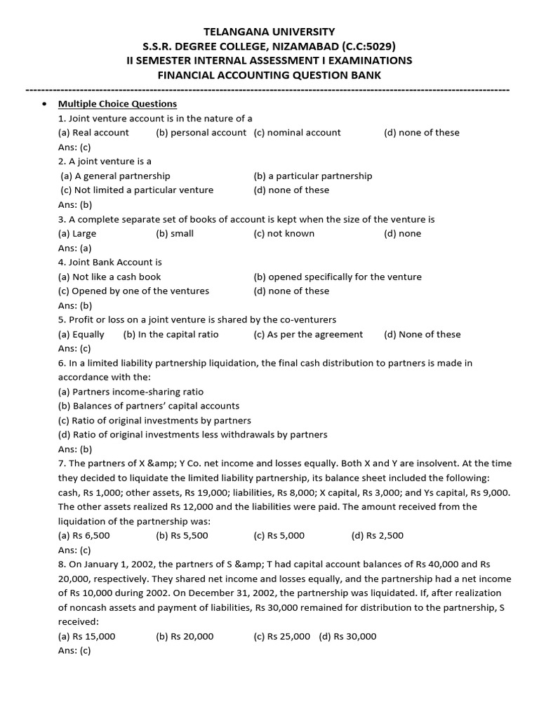Financial Accounting Question Bank PDF Debits And Credits Credit Card