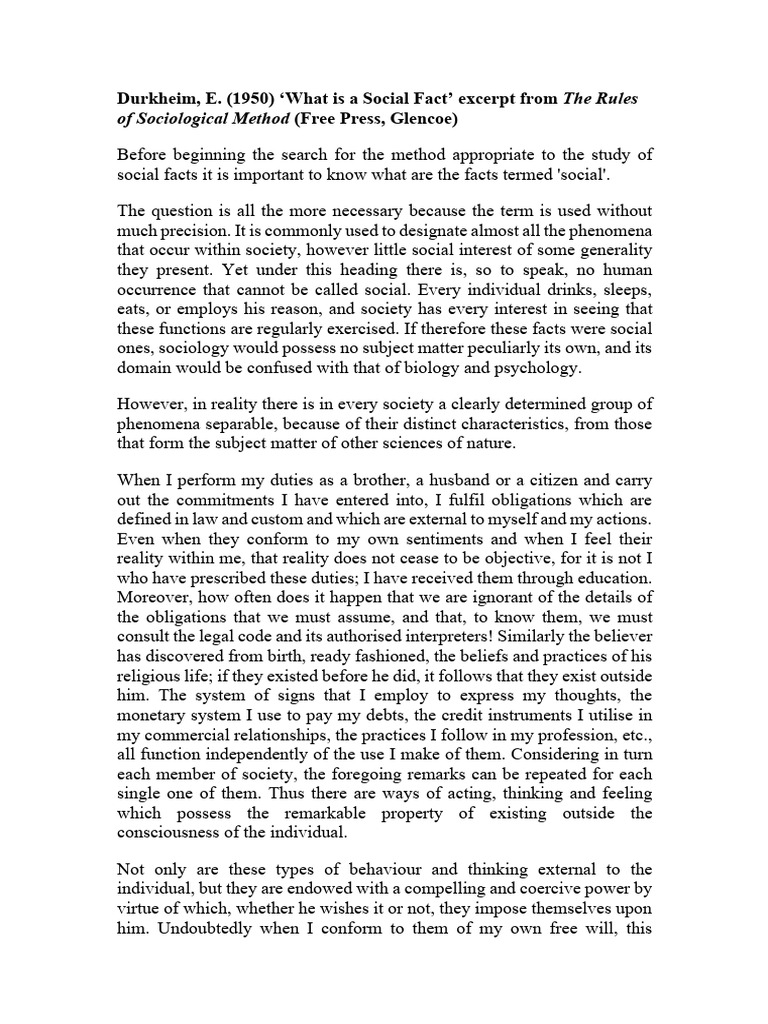Understanding Social Facts by Durkheim | PDF | Émile Durkheim | Sociology