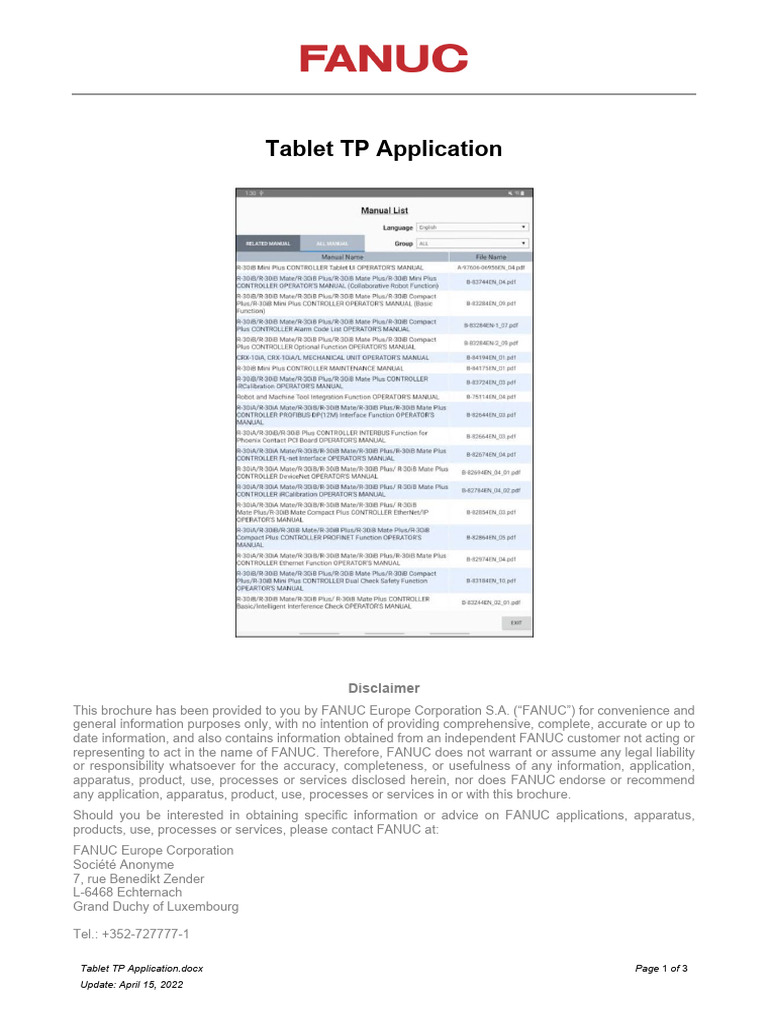 FANUC Tablet TP App Overview | PDF | Tablet Computer | Android ...