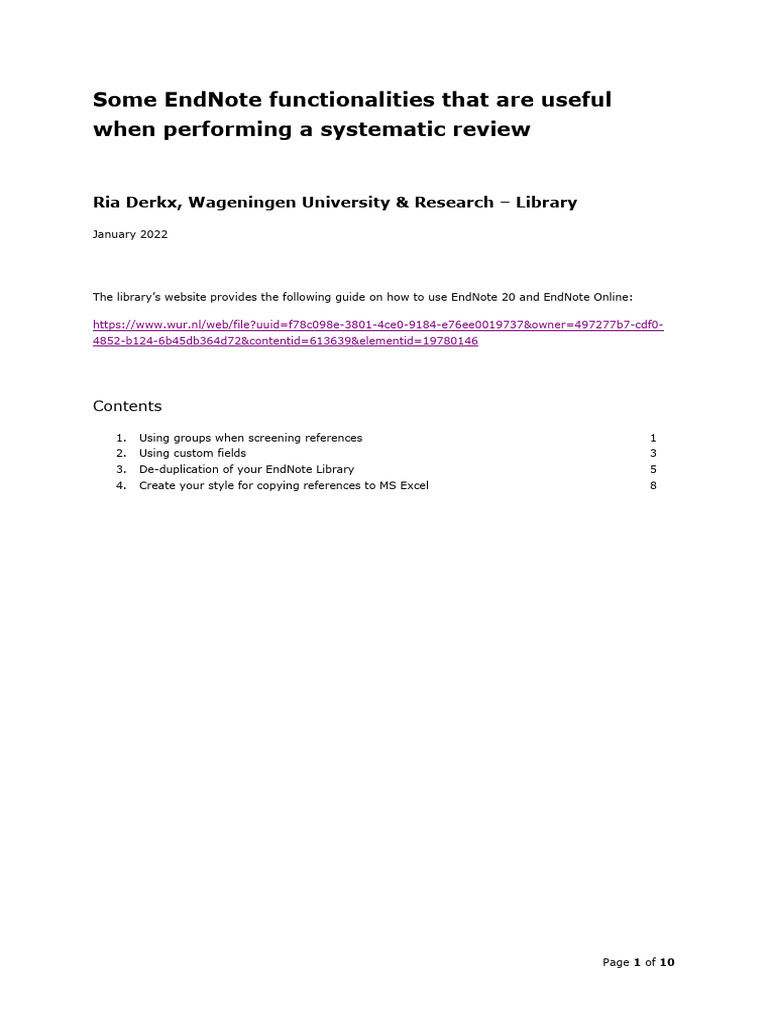 EndNote Tips for Systematic Reviews | PDF | Microsoft Excel ...