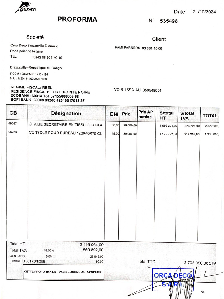 Pro Forma Pour CBA | PDF