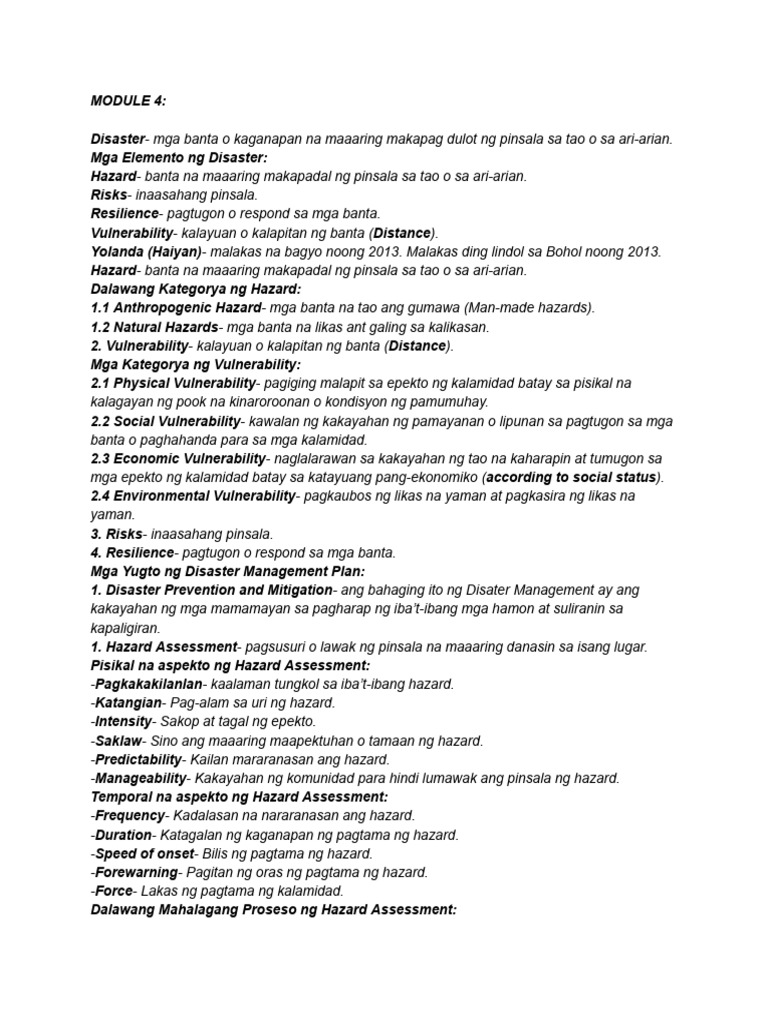 MODULE 4: Mga Hazard and Risks | PDF