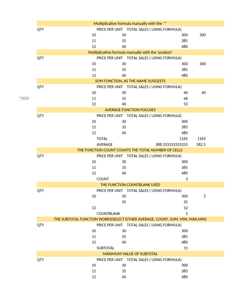 Basic Excel Practice Worksheet | PDF | Mathematics | Business Economics