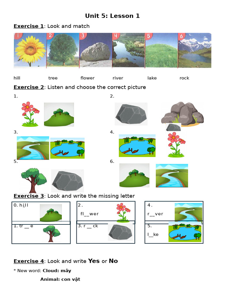 Unit 5 Lesson 1 Activities | PDF
