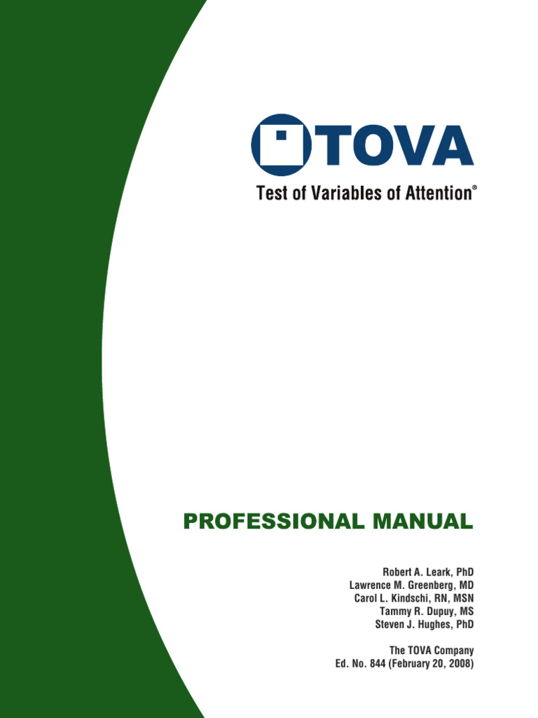 T.O.V.A. Professional Manual Overview | PDF | Computer Monitor | Attention