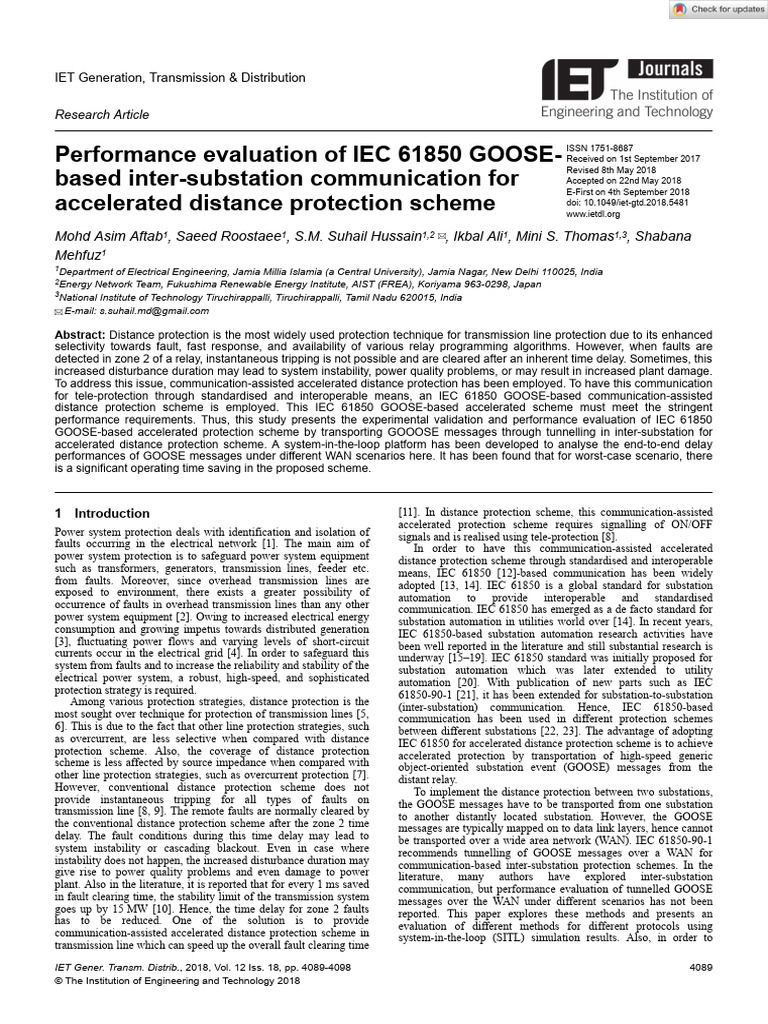 IEC 61850 GOOSE for Distance Protection | PDF | Electric Power ...
