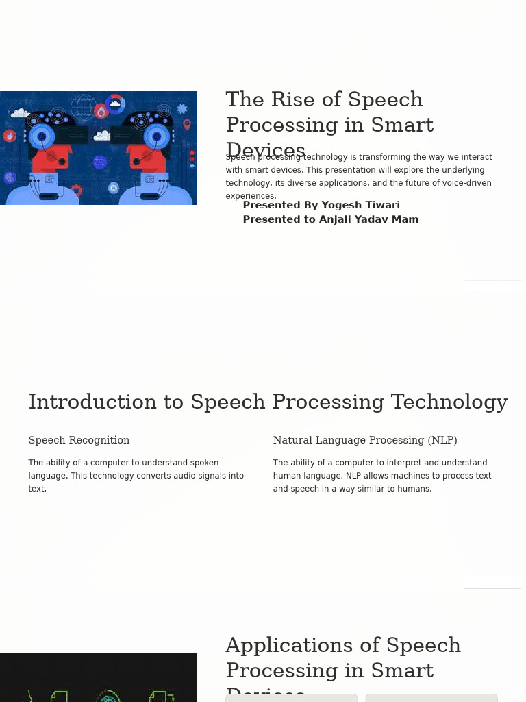 The Rise of Speech Processing in Smart Devices Yogesh 1 | PDF | Speech ...