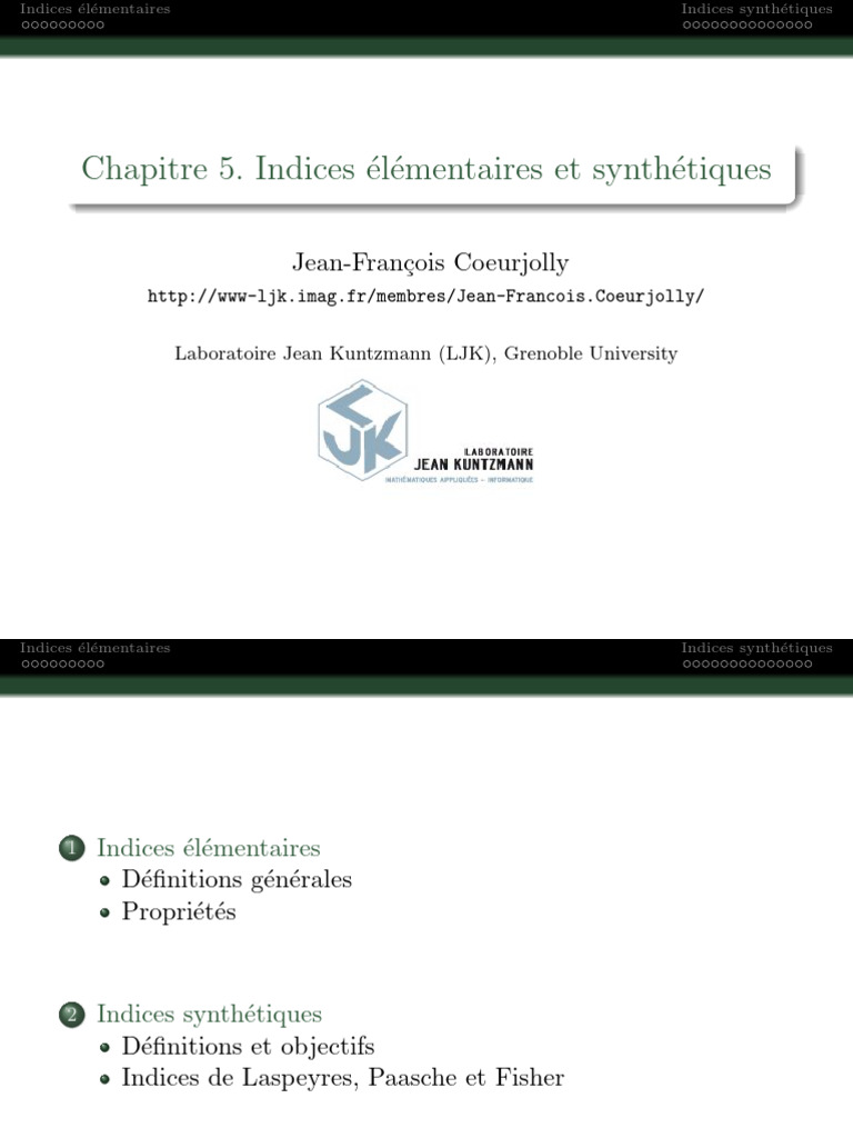 Indices élémentaires et synthétiques expliqués | PDF