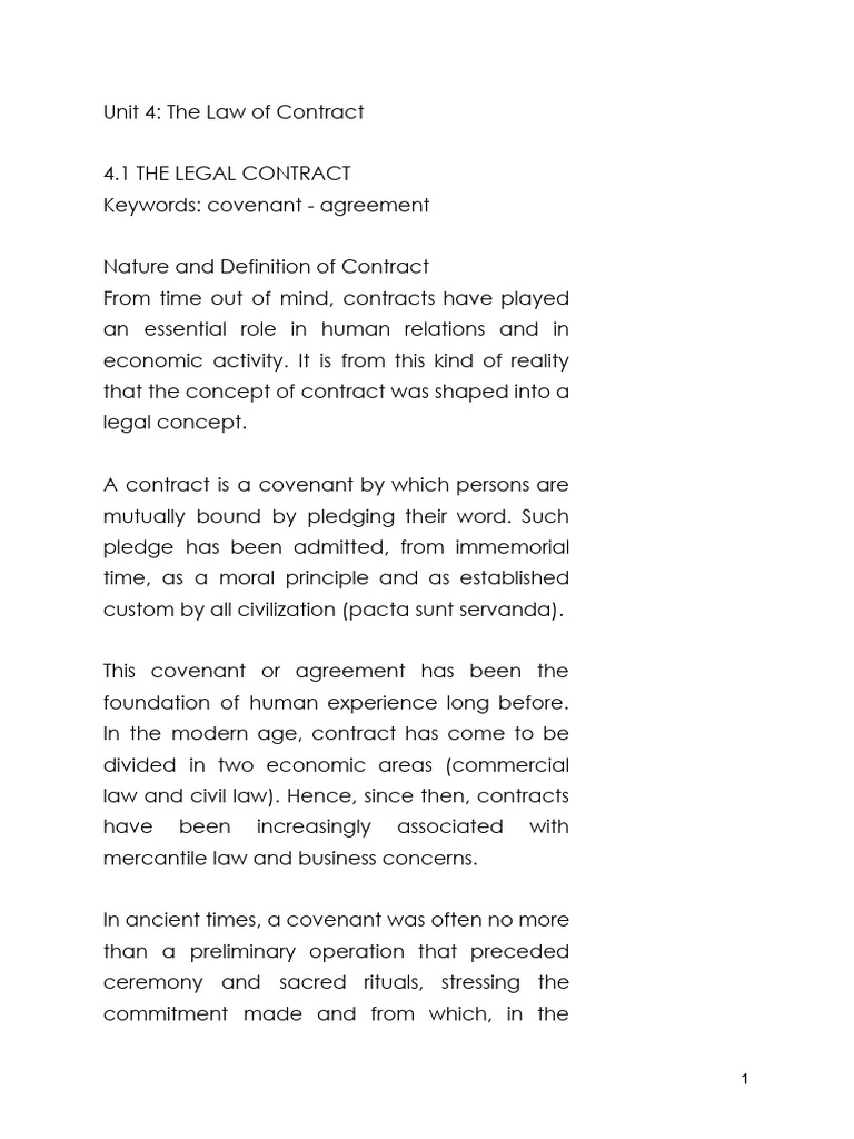 Unit 4 - The Law of Contract | PDF | Lease | Offer And Acceptance
