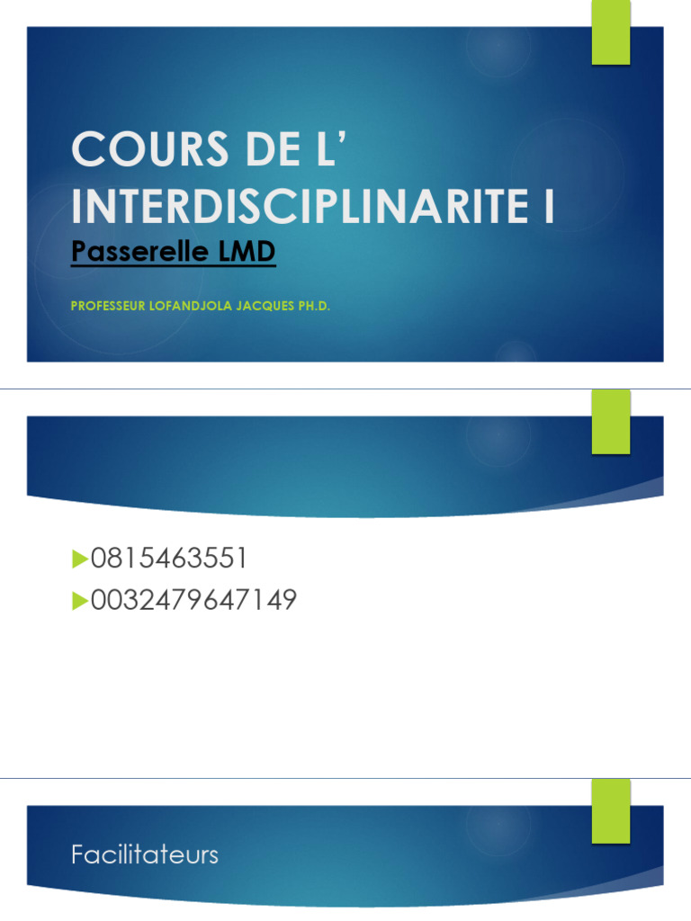 16.01.2025. Version 25 Interdisciplinarite LMD 1 Istm Kin | PDF ...
