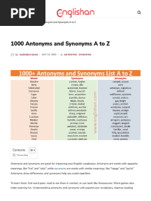 1000 Antonyms Synonyms