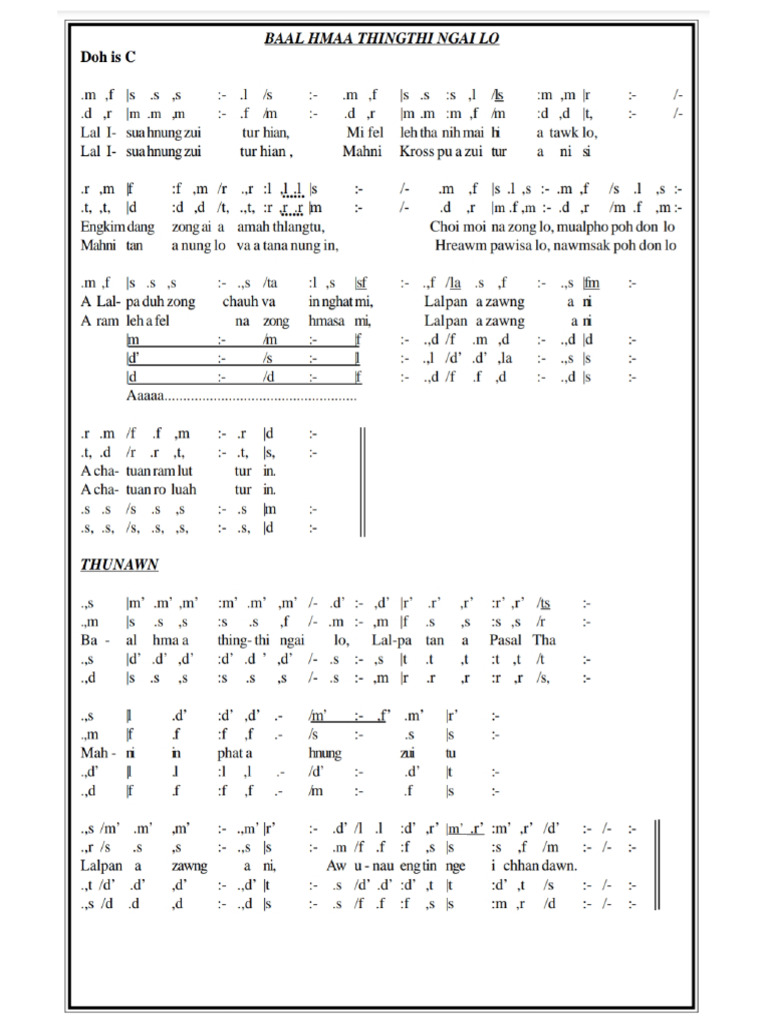 Baal Hmaa Hing Hi Ngai Lo | PDF