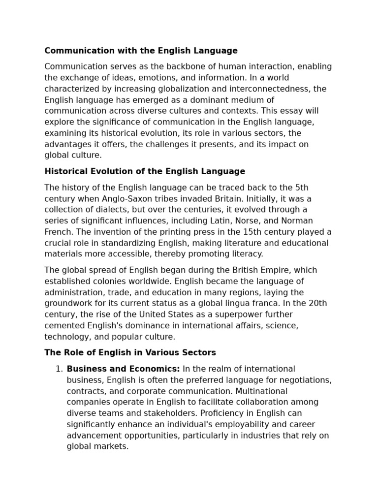 Communication With The English Language | PDF | English Language ...